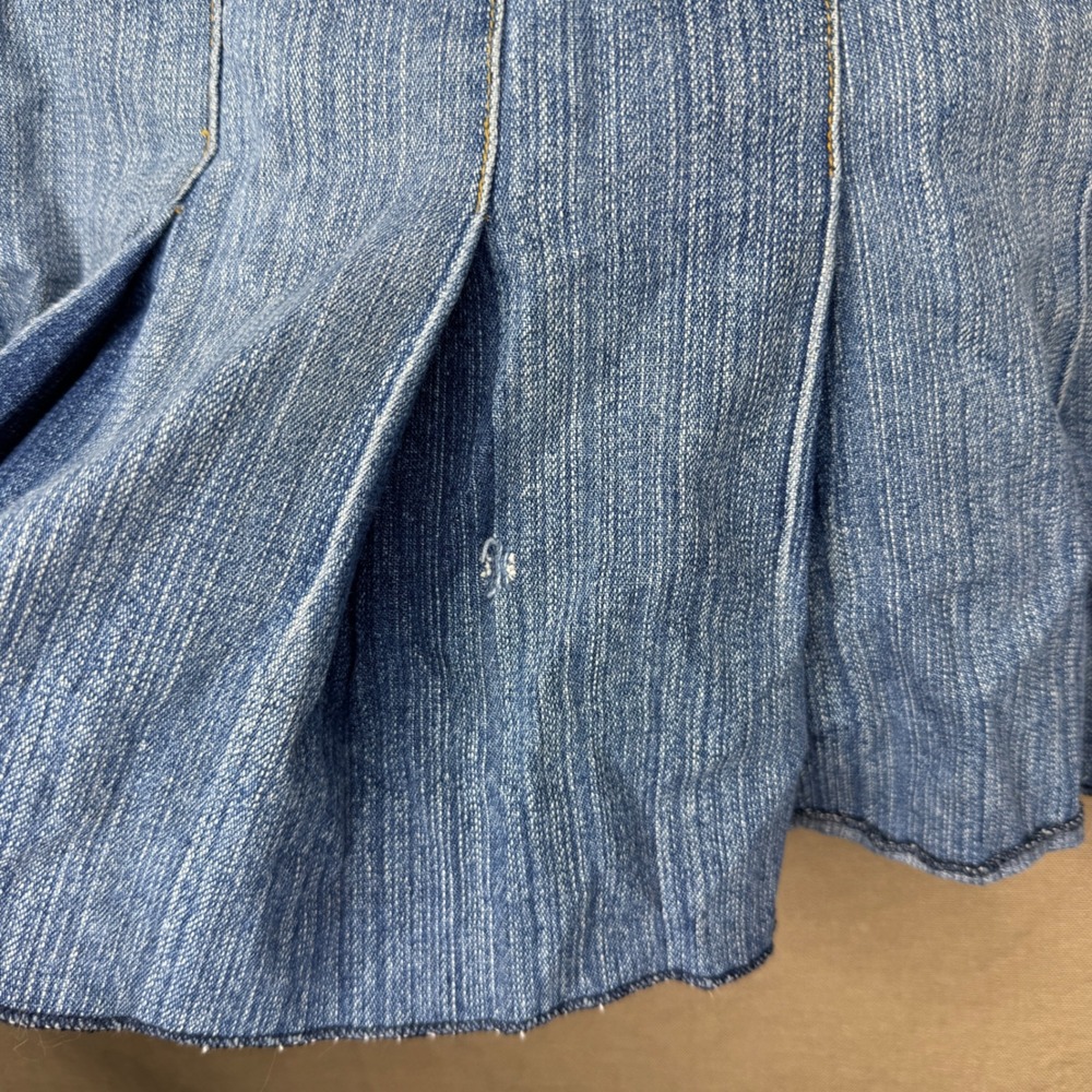 Aeropostale Y2K Blue Denim Pleated Mini Skirt Side Button Distressed Size 7/8 - Picture 5 of 5